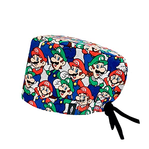 Modelo: MARIO I LUIGI CON SISTEMA CLICK - Pelo Largo -Gorro de Quirófano ROBIN HAT con sistema de sujeción con click - Ajustable - 100% algodón (Autoclave)