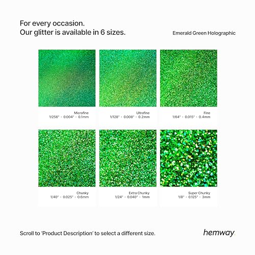 Hemway Ultra Sparkle Glitter Emerald Green Holographic 100g Chunky - Image 3