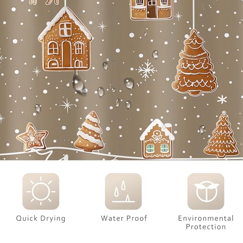 Image of Riyidecor Merry Christmas Happy Xmas New Year Bathroom Shower Curtain Set