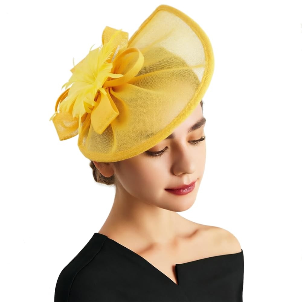 DRESHOW Women Fascinator Hats Tea Party Hat Vintage Pillbox Hat Headband for Cocktail