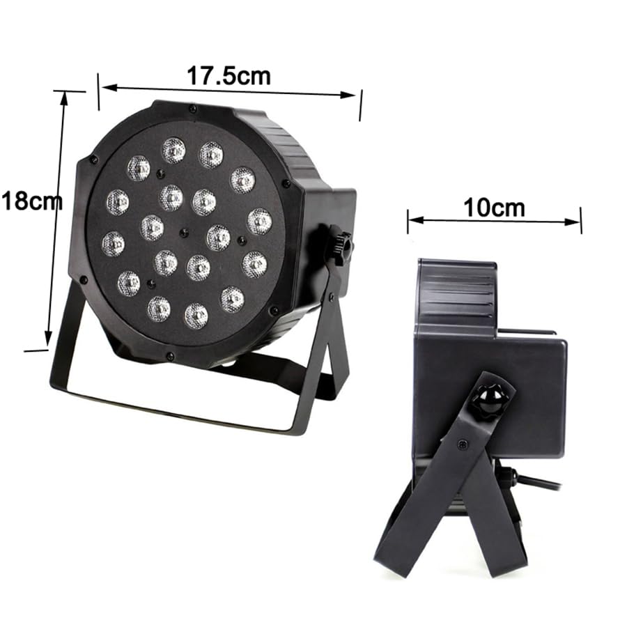 1Pcs/2Pcs Mini LED Par Lights 18x1W Effect Stage Lights Professional DMX PP Material LED Stage Voice Control/Remote Control DMX512 Control Party DJ Disco Lighting (2 Lights)