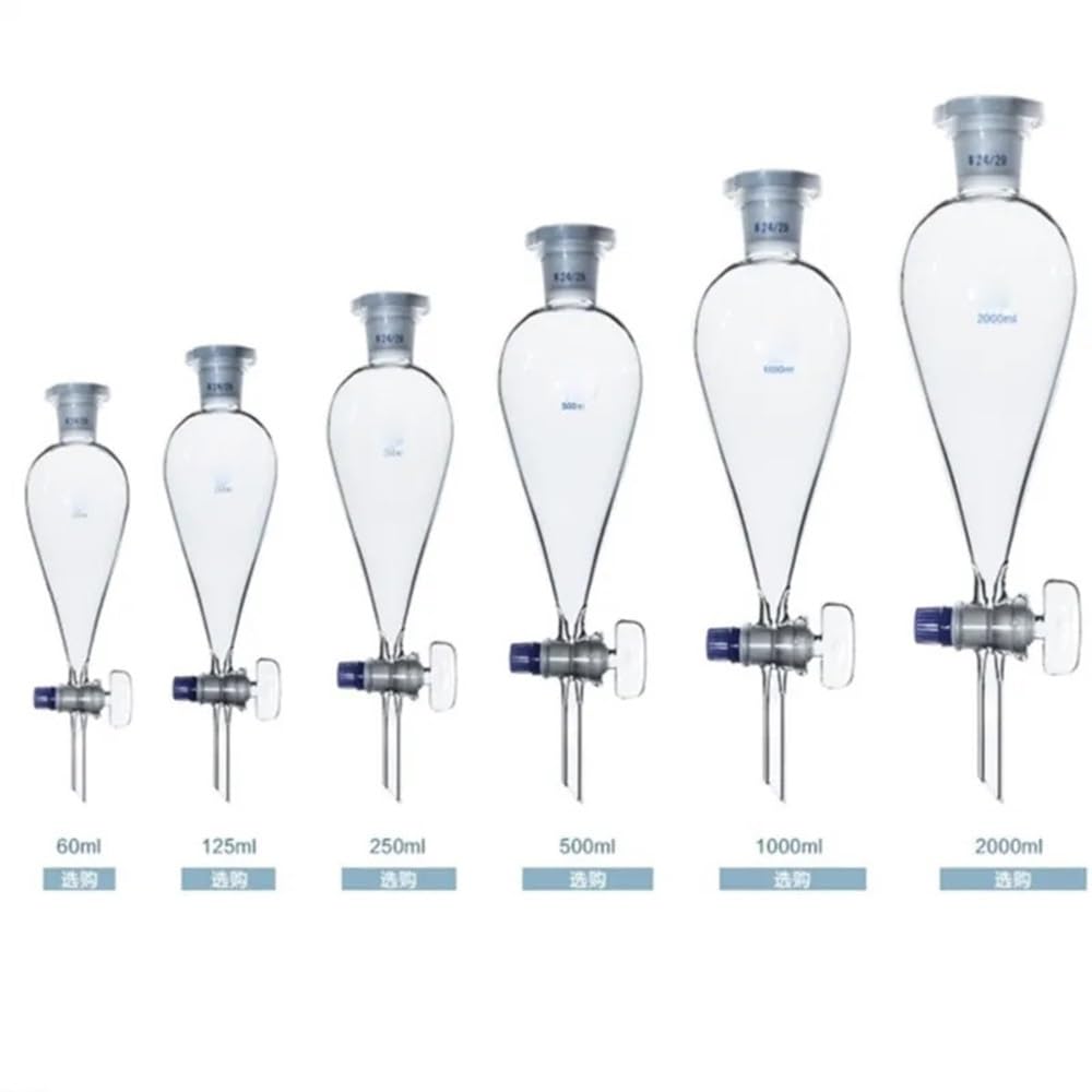 Separatore a forma di pera in vetro borosilicato ad alta densità 24/29 con tappo conico standard in, forniture da laboratorio Attrezzature da laboratorio