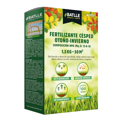 Semillas Batlle Abonos - Fertilizante Césped Profesional Otoño-Invierno Caja 1,5 Kg. - Batlle