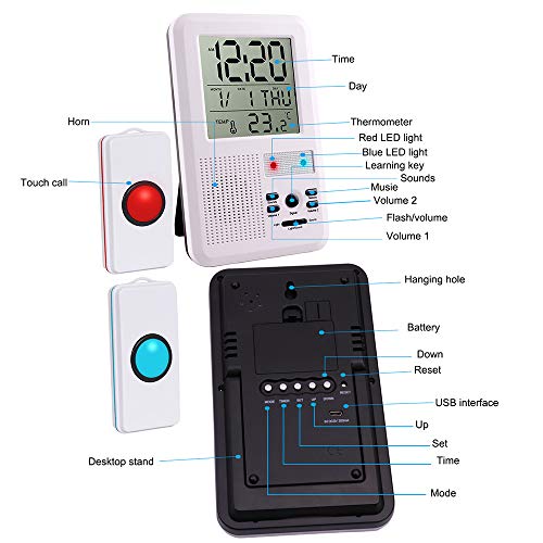 Home Safety Patient Alert Alarm System Wireless Alarm Emergency Call Button Elderly Monitor Caregiver Personal Pager for Elderly Kids (Updated Version) - Thumbnail 3