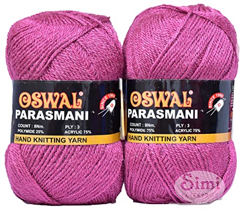 Image of Oswal 3 Ply Knitting Yarn Wool, Rosewood /Rosy 300 gm Best Used with Knitting Needles, Crochet Needles Wool Yarn for Knitting. by Oswal