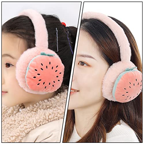 Winter Embroidered Earmuff Strawberry Plush Ear Warmers Cold Weather Ear Cover Outdoor Furry Ear Protectors for Girls Christmas New Year Birthday Pink4