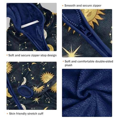 CHIFIGNO Sun Faces Moon Boy Fleece Zip up Jacket, Soft Lightweight Fleece Jacket 3T3