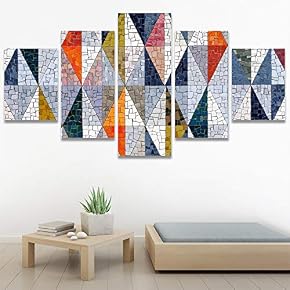 SIGNWIN 5 Panel Canvas Wall Art Painted Patterns...