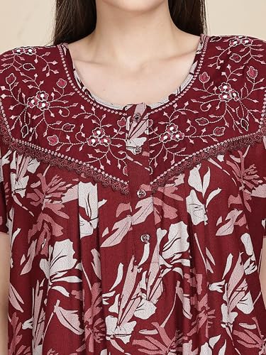 Image of 9shines Label Premium Alpine Maxi Designer Nighty | Floral Print Maxi for Women | Night wear for Women | | Full Length Night Gown for Women | Night Dress for Women Stylish (2467)