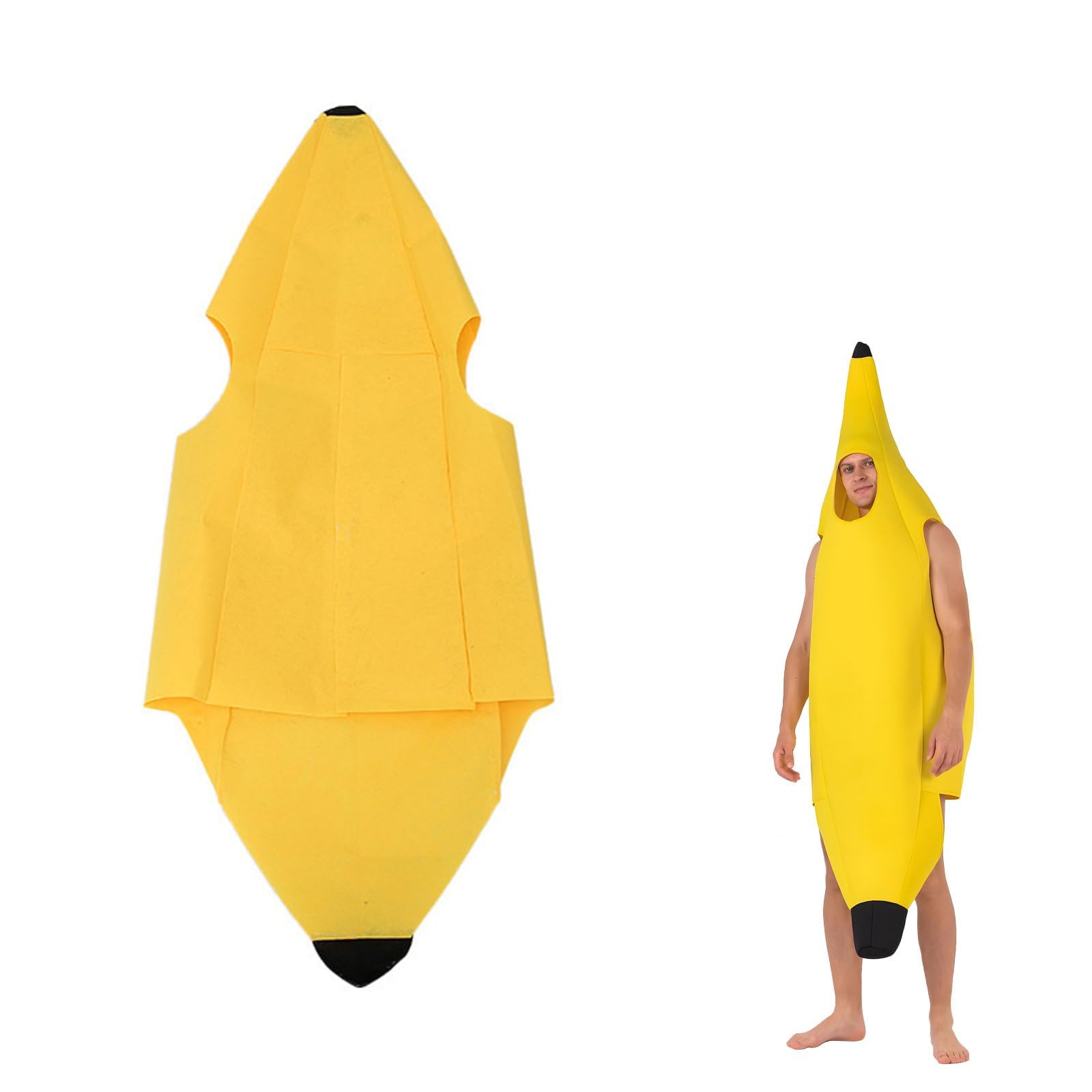 Banana Costume for Adults,Adult Halloween Costumes,Fancy Dress for Adults,Funny Lightweight and Comfortable Fruit Costume,One Size Fits Most,Easy to Wear for Halloween Parties and Cosplay Events