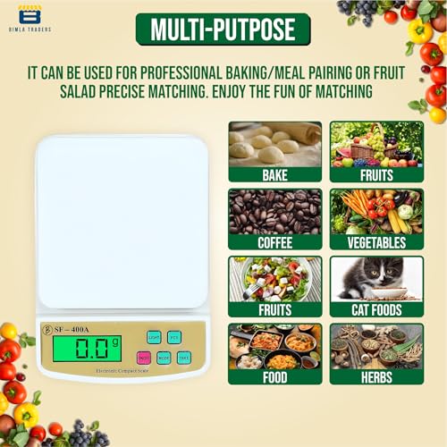 Image of Btag Digital Kitchen Food Weighing Scale For Healthy Living, Home Baking, Cooking, Fitnes & Balanced Diet. | Weighing Scale With Digital Display SF 400 10Kg x 1gms (SF-400A)
