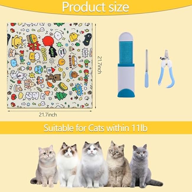 Cat Grooming Wrap, Anti-Scratch & Escape-Proof, Suitable for Nail Clipping, Ear Cleaning, Teeth Brushing, Multi-Purpose Cat Grooming Hammock-kM9HC4Zf