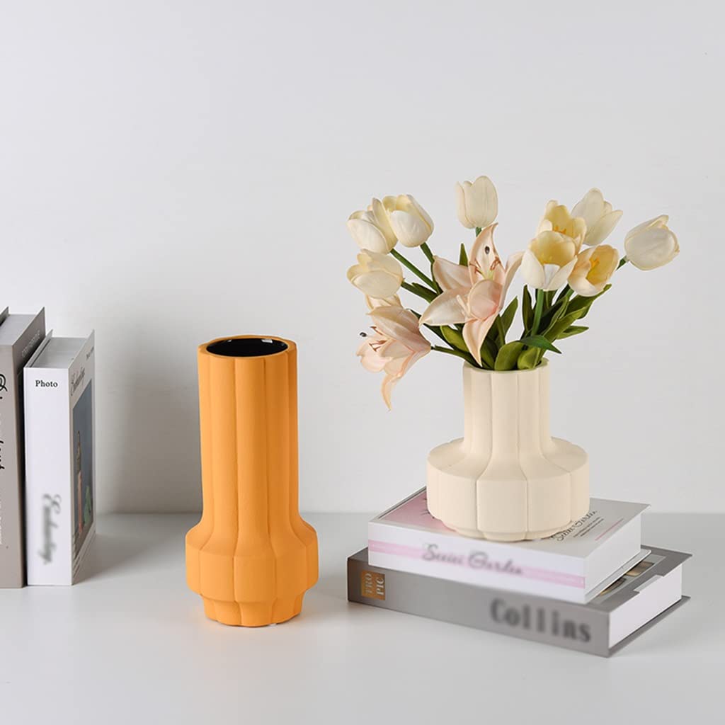 Vaso a bocca larga Contenitore creativo for fiori a strisce for...(Yellow)