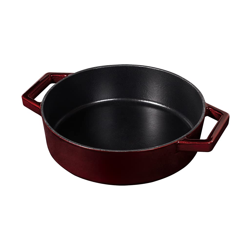 Cast Iron Shallow Pot 26 cm Burgundy