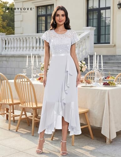 Image of BeryLove Formal Dresses for Women 2026 Wedding Guest with Slit Cocktail Elegant Lace Long Prom Dress