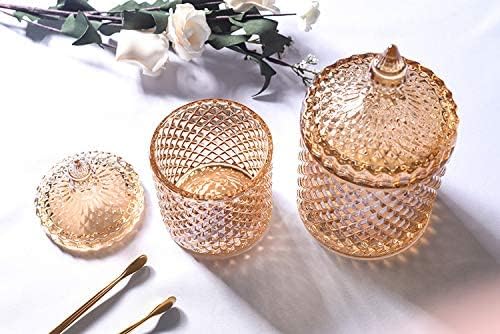 Miniatura 3 de Home - Juego básico de organización de almacenamiento de alimentos, tarro facetado de diamante de cristal con tapa de cristal, adecuado como plato