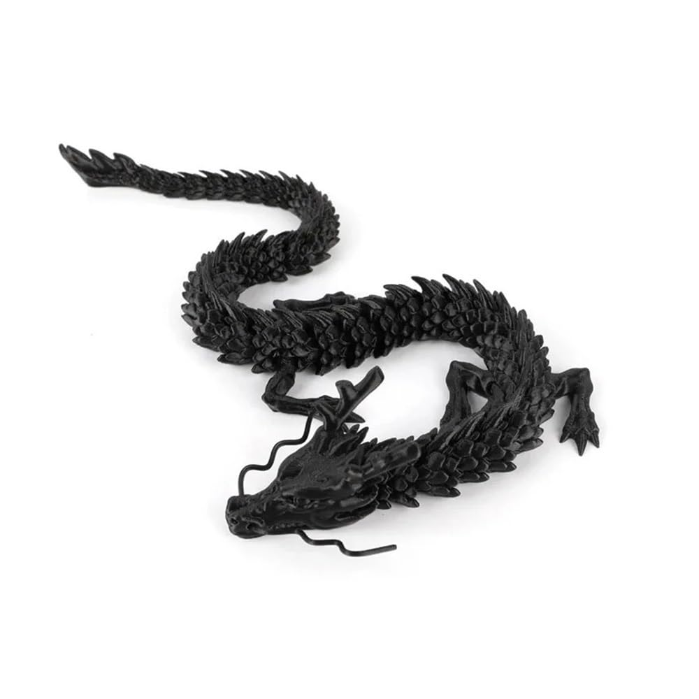 Diyouke 3D Printed Dragon Egg & Dragon Figurine Set, Realistic Movable Dragon Sculpture for Desk Ornament & Collection(Black,60cm)