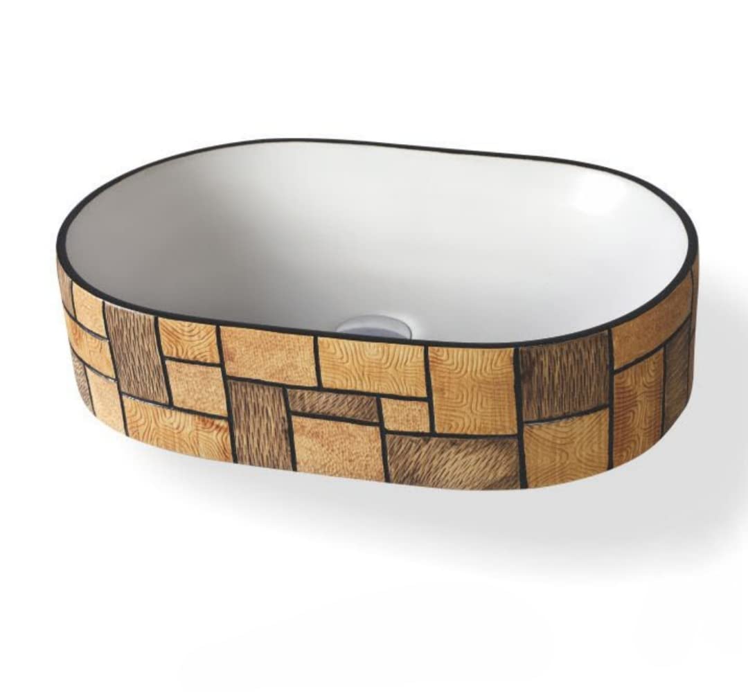 IVOC sanitary TableTop Premium Designer Wash Basin With Tap Hole Premium Plus Quality, Ceramic Sink (L-51 xW-32 xH-12.5 CM)