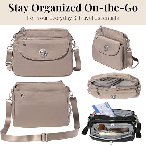 Image of Baggallini Calais Crossbody Bags for Women 10x7 Lightweight Water-Resistant Travel Purse, RFID & Interior Organization