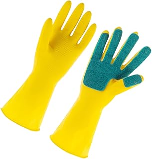 BESTYASH 1 Par guantes de cocina de latex hogar grasa fregar guantes medianos tamaño Guantes de limpieza de baño guantes de baño guantes de limpieza de casa lavar los guantes Amarillo