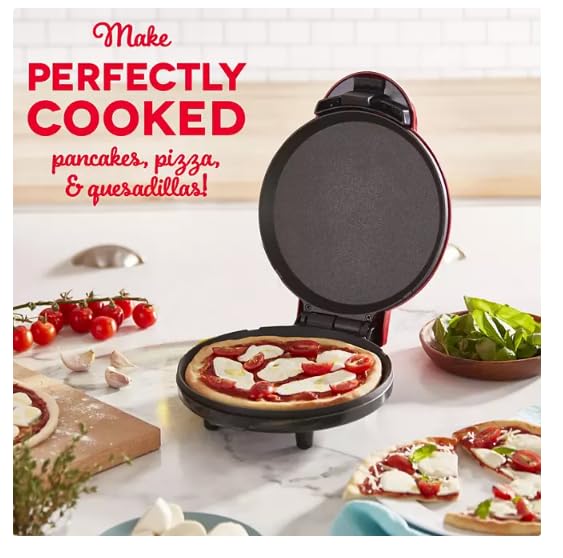 8-Inch Electric Round Griddle, Nonstick Dual Surface, Temperature Indicator Light, 8” diameter for cooking pancakes, grilled cheese, eggs and more