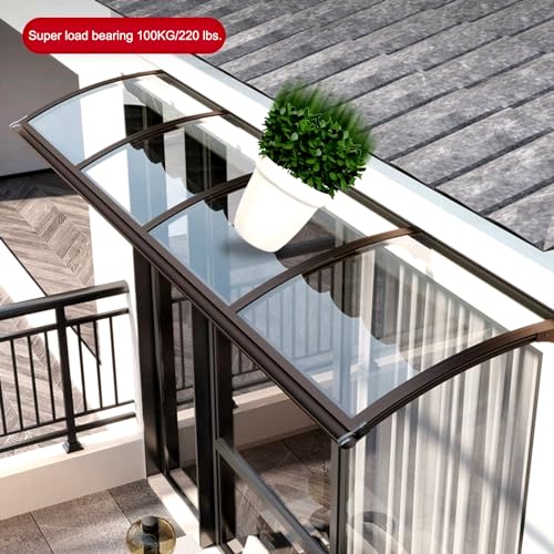 Auvent de porte incurvé en polycarbonate transparent pour jardin - 3