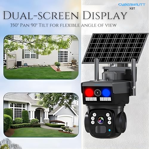 Image of XUGA-Cybernautt Series X8T 8MP PTZ Dual Solar 4G Sim Outdoor CCTV Camera | Color Night Vision | Motion Detection | Water Proof | RGB Light | Use Air-tel 4G Sim