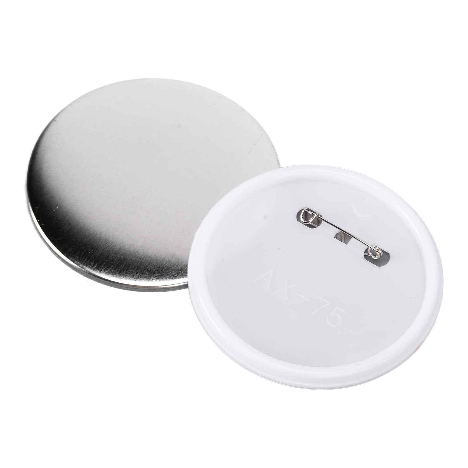 Pissente Abzeichen-Rückseite, 100 Stück Weißblech-Kunststoffbasis, Vermeiden Sie Festes DIY-Abzeichen-Werkzeug mit Metallgehäuse, Polyesterfolie für Weihnachts- und (75 mm, 100 Sätze)