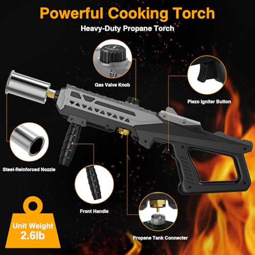 Image of Sondiko Powerful Cooking Propane Torch Gun, Big Size Torch, Gray & Black