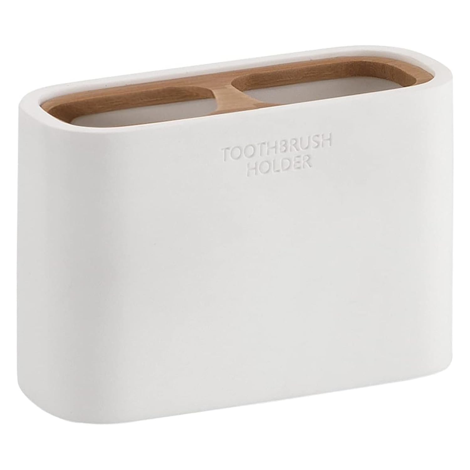 Gedy Melbourne Set 2 Pezzi Accessori Bagno Realizzato in Resina e Bambù Finitura Bianco Opaco, composto da 1 Dispenser Sapone Bagno con Erogatore e 1 Porta Spazzolini Bagno a 2 Scomparti