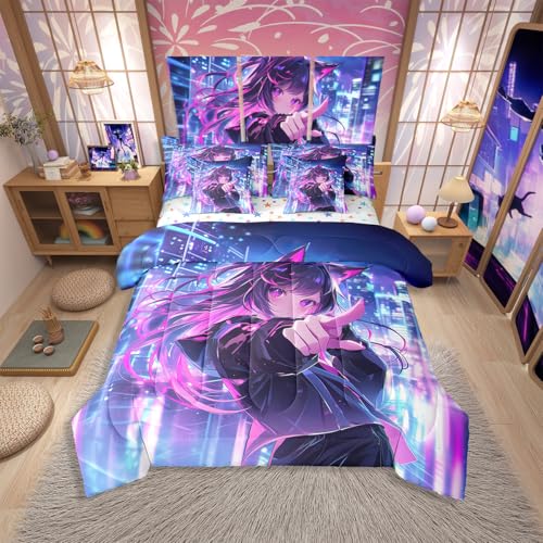 Erosebridal Kids Anime Girl 7 Piece Comforter Set Twin Bed