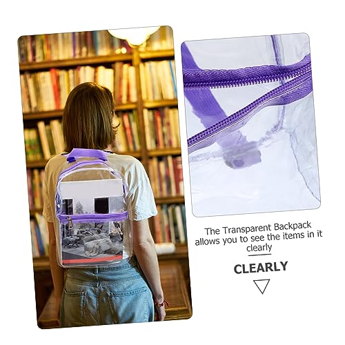Clear PVC Transparent Backpack for Adults and Lightweight and Durable Shoulder Bag Stylish for and Daily Use Portable Purple4