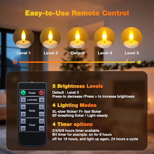 Image of Yme Waterproof Rechargeable Tea Lights with Remote,Magnetic Charger Base | Flameless Votive Candles with Timer,Battery Operated LED Flickering Tealights, Outdoor Pool Home Lantern Holiday Decor,6 PCS