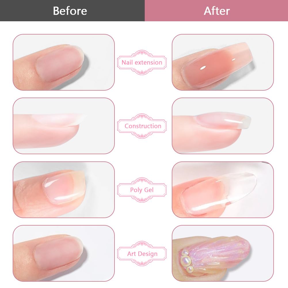 LOPHE Żel budujący do paznokci żelowych, 15 ml, żel UV do przedłużania i modelowania paznokci, żel do paznokci, żel uszczelniający, lakier do paznokci w domu, salonie (przezroczysty)