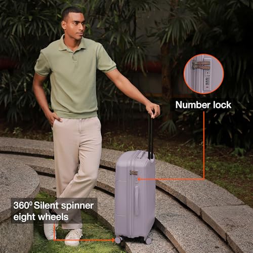 Image of Nasher Miles Coorg Hard-Sided Polypropylene Check-in Luggage 28 inch | 75cm | 8 Wheels Large Trolley Bag for Travel | Suitcase (Grey)