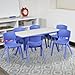 Flash Furniture Emmy Adjustable Classroom Activity Table with 6 Stackable Chairs, Plastic Activity Table for Kids, 23.625