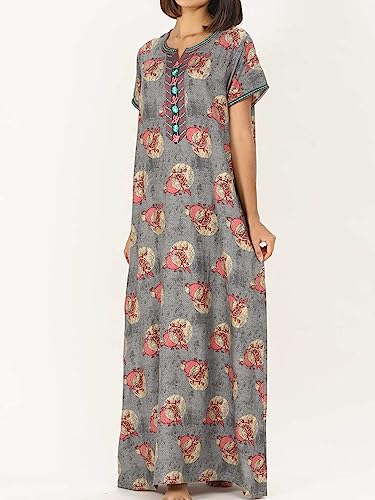 Image of Evolove Women's Viscose Liva Long Maxi Night Gown Nighty Dress with Pocket, Super Soft Comfortable (LNG-Rayon)