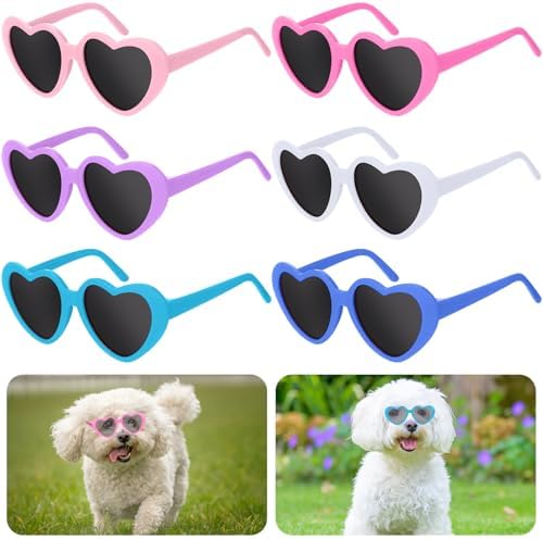 VioraWhite 6 Pcs Pet Heart Sunglasses Summer Cute Pet Dog Sunglas...