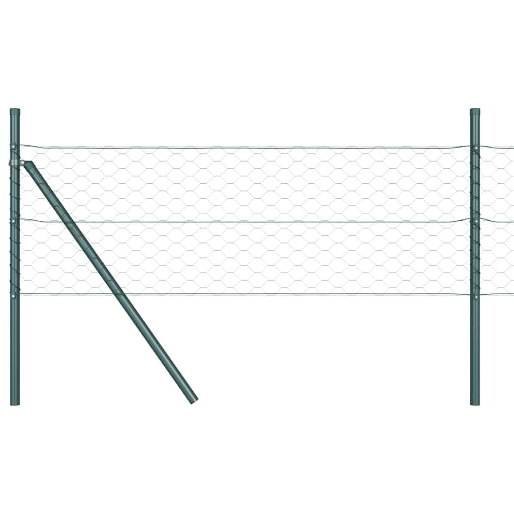 Green Steel PVC Fence Post 50 x 1.4M 50mm Mesh Outdoor Garden Security Barrier Panel with Weather Resistant Corrosion Proof Coating 52 Posts Set for Terrace Lawn Enclosure