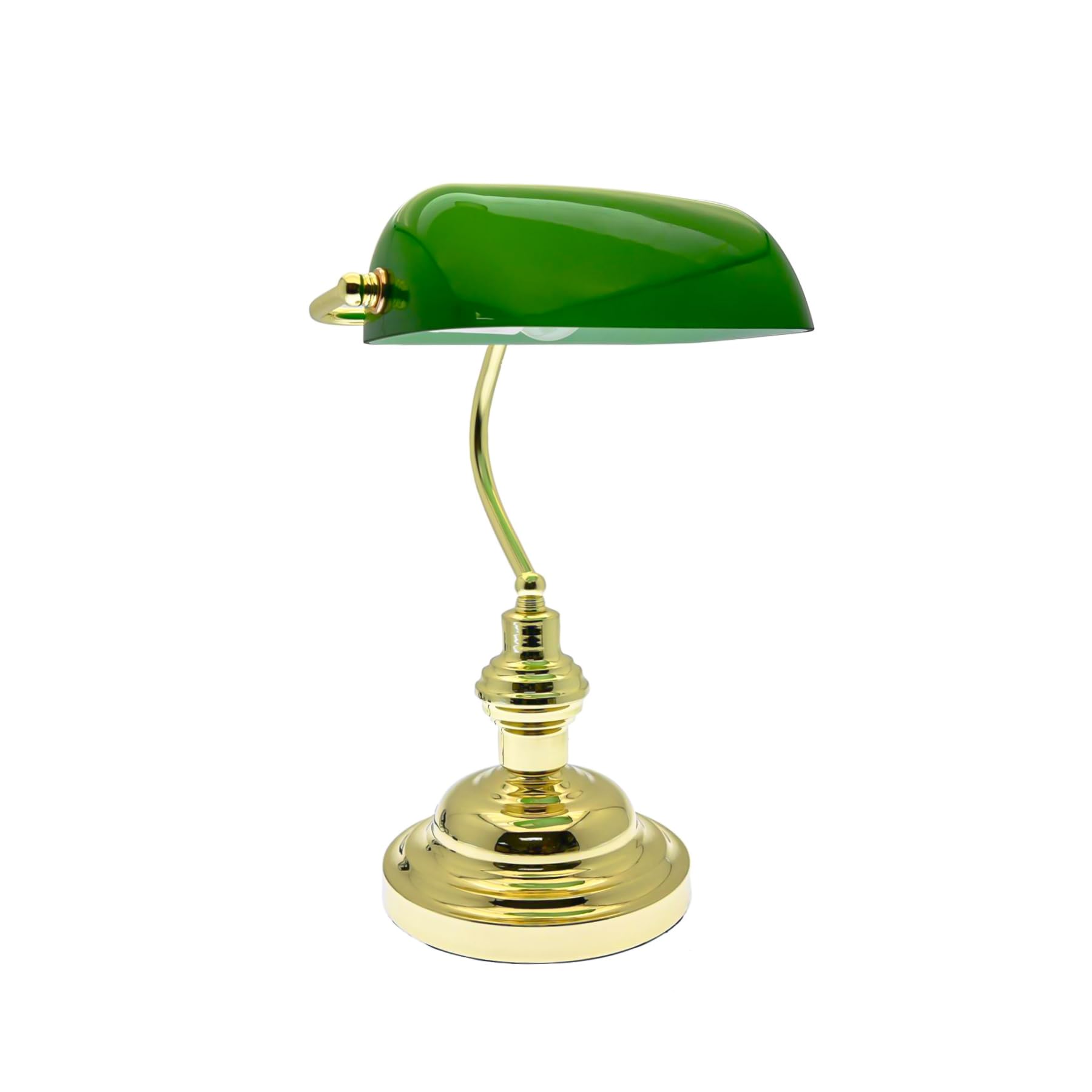 Innoteck Antique Classic Bankers Table Desk Lamp – Creative Retro Style with Hard Wire Fixing Lighting – Perfect for Offices, Living Rooms and Reading – Green & Polished Brass
