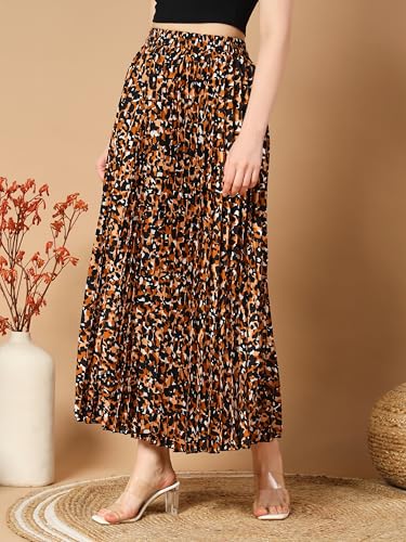 Image of KZULLY | Floral Printed Maxi Skirt | Comfortable Elastic Waist | Stylish Morden and Comfortable Looking | Fashionable and Modern Look Perfect for Any Event| Polyester, Crepe| for Women