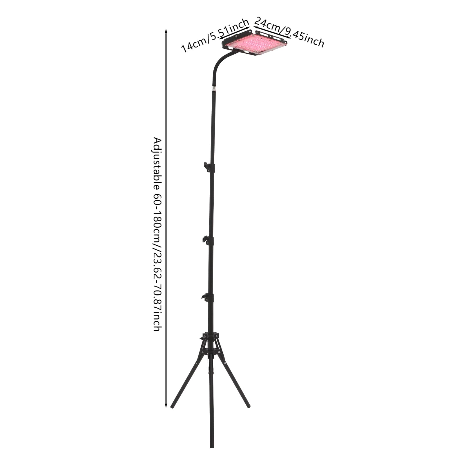 Lámpara de luz roja de 33 W, lámpara de calor con trípode, antifaz y adaptador, lámpara terapéutica giratoria 360°, 5 niveles de brillo