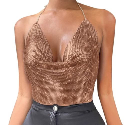 Damen Korsett Bustier BH Dessous Tank Top Trägertop Crop Top Corsage Schlanke Glitzer Oberteile Silvester Kleid Glitzer Camisole Silvester Kleid...