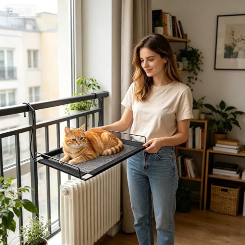 Hamaca para gatos plegable de 45x30 cm con malla transpirable para ventana 8