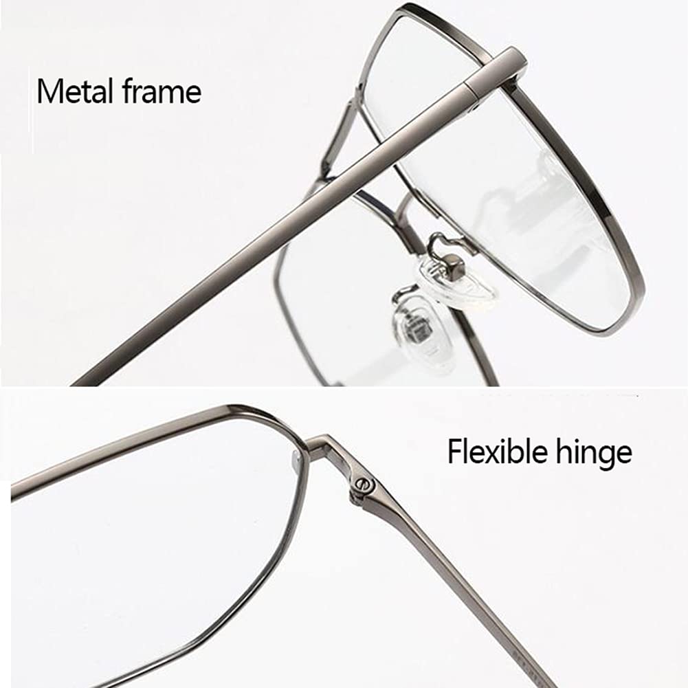 Męskie Progresywne Okulary Do Czytania Z Wieloma Ogniskami, Okulary Do Czytania Pilot Blokujące Niebieskie Światło, Okulary Do Czytania Z Metalową Ramką, 1,0-3,5/Grey/1.5 *