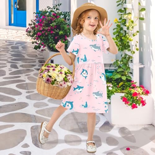 Girls Dress Short Sleeve A-Line Casual Dresses Summer Sundress for Toddler Kids 2-8 Years4