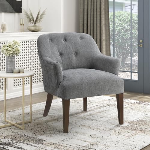 Sillón moderno tapizado tejido gris oscuro miniatura 1