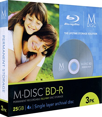 M-Disc 25GB Blu-ray Media - 3 Disc Package in Jewel Cases