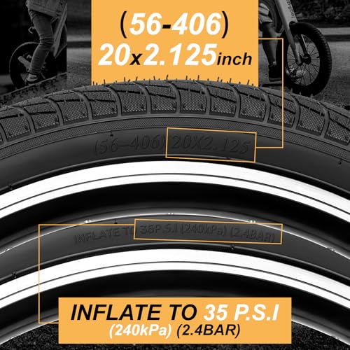 2-Pack 16/20 Kids Bike Tire, 16×1.95/20×2.125 inch BMX