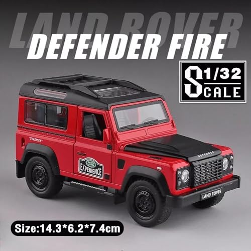 Image of Alokik Enterprise 1:32 Land Rover Defender SUV 110 Diecast Metal Pull Back Car with 6 Openable Doors with Sounds and Lights Toy Decoration car Best Gift Toys for Kids 【Red】